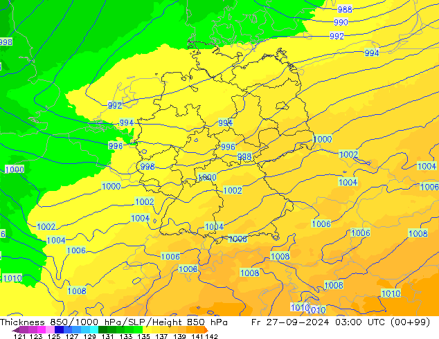 Thck 850-1000 hPa UK-Global Fr 27.09.2024 03 UTC