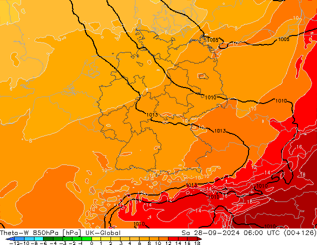 Theta-W 850hPa UK-Global  28.09.2024 06 UTC