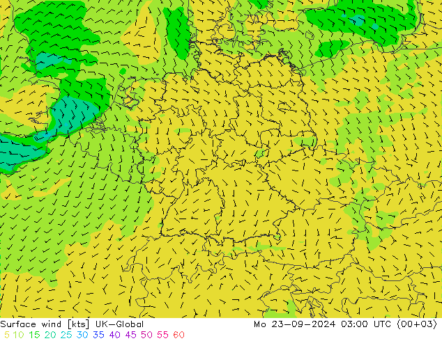 Surface wind UK-Global Mo 23.09.2024 03 UTC