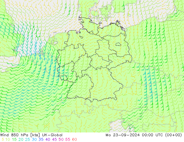 Viento 850 hPa UK-Global lun 23.09.2024 00 UTC