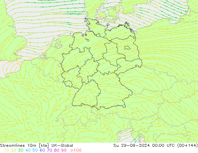 Stromlinien 10m UK-Global So 29.09.2024 00 UTC