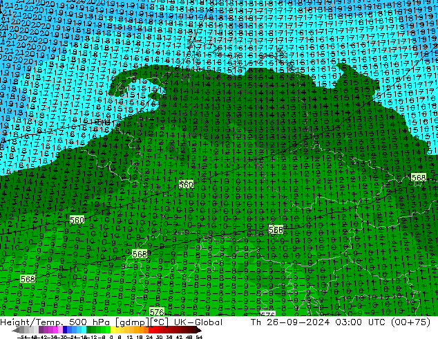 Height/Temp. 500 hPa UK-Global Čt 26.09.2024 03 UTC