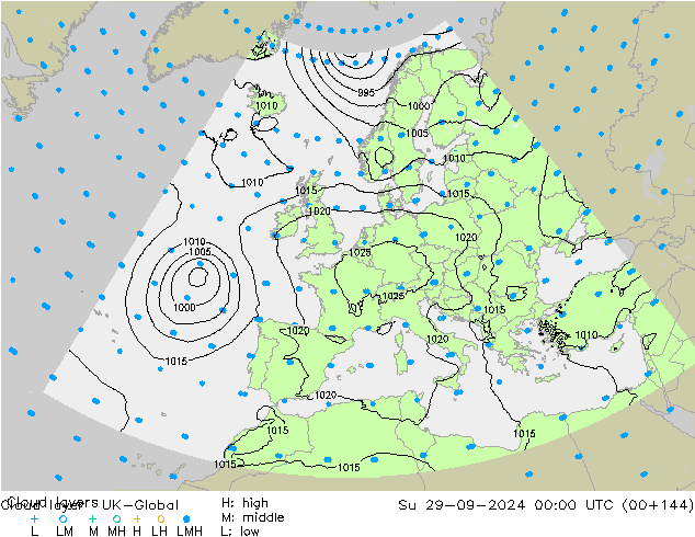 Cloud layer UK-Global  29.09.2024 00 UTC