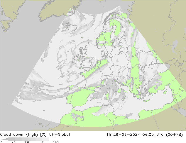 zachmurzenie (wysokie) UK-Global czw. 26.09.2024 06 UTC