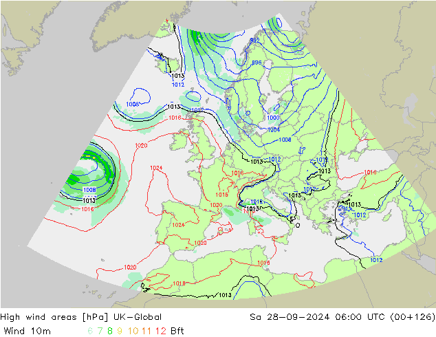 Windvelden UK-Global za 28.09.2024 06 UTC