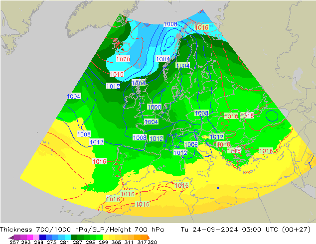 Schichtdicke 700-1000 hPa UK-Global Di 24.09.2024 03 UTC