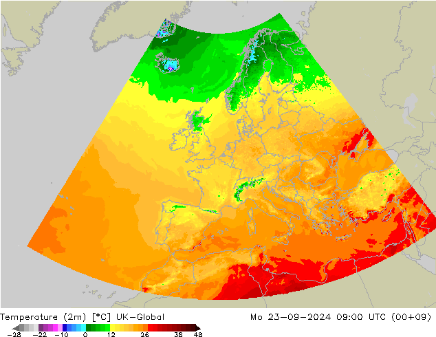 Temperatura (2m) UK-Global lun 23.09.2024 09 UTC