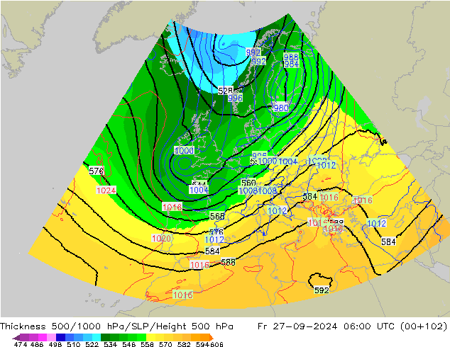 Thck 500-1000hPa UK-Global Pá 27.09.2024 06 UTC