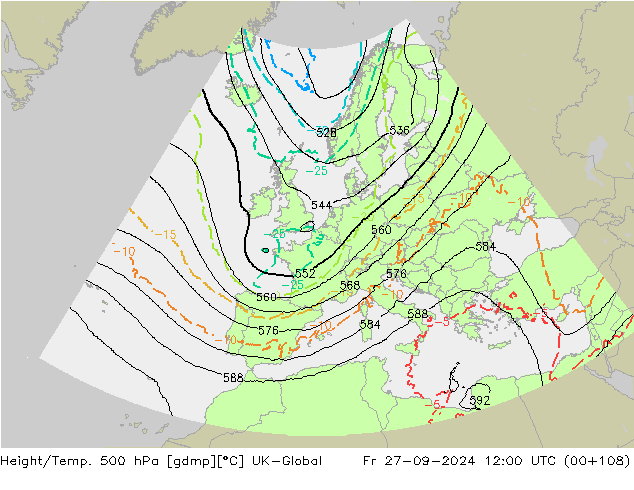 Height/Temp. 500 hPa UK-Global Sex 27.09.2024 12 UTC