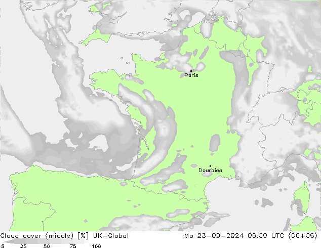 zachmurzenie (środk.) UK-Global pon. 23.09.2024 06 UTC