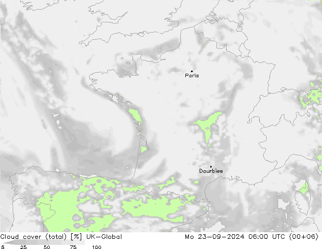 Wolken (gesamt) UK-Global Mo 23.09.2024 06 UTC