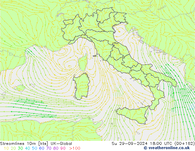 Streamlines 10m UK-Global Su 29.09.2024 18 UTC