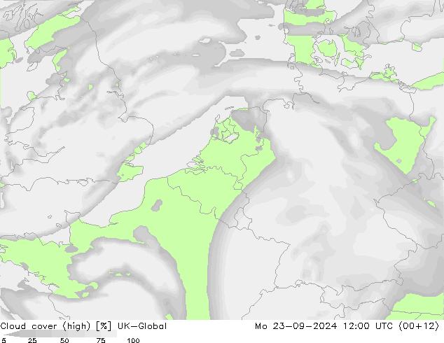 zachmurzenie (wysokie) UK-Global pon. 23.09.2024 12 UTC