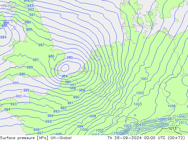 Atmosférický tlak UK-Global Čt 26.09.2024 00 UTC