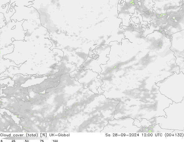 Cloud cover (total) UK-Global Sa 28.09.2024 12 UTC