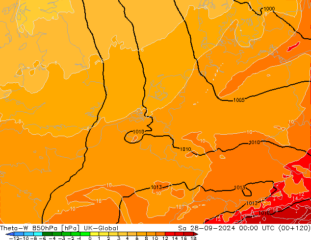 Theta-W 850hPa UK-Global sab 28.09.2024 00 UTC