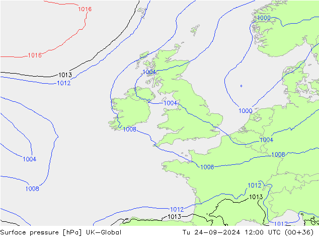 Luchtdruk (Grond) UK-Global di 24.09.2024 12 UTC