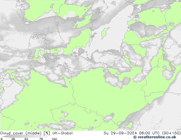 Cloud cover (middle) UK-Global Su 29.09.2024 06 UTC