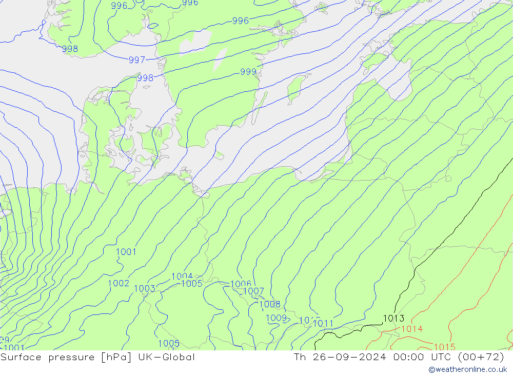 Pressione al suolo UK-Global gio 26.09.2024 00 UTC