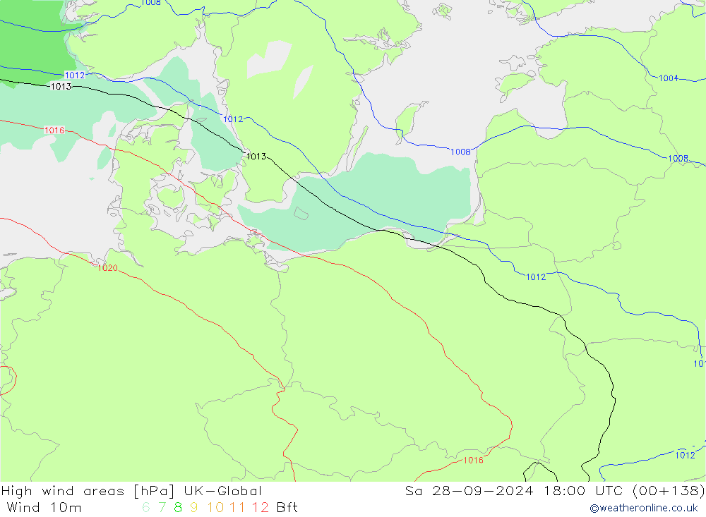 High wind areas UK-Global sáb 28.09.2024 18 UTC