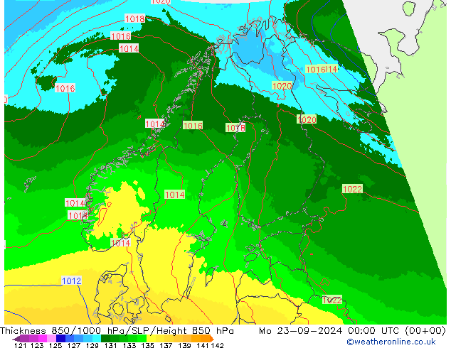 Thck 850-1000 hPa UK-Global Mo 23.09.2024 00 UTC