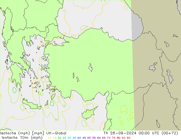 Isotachs (mph) UK-Global  26.09.2024 00 UTC