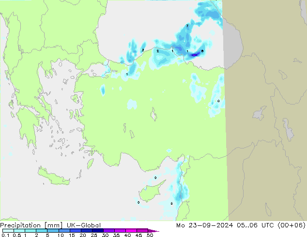 Precipitazione UK-Global lun 23.09.2024 06 UTC