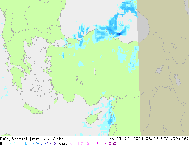 Rain/Snowfall UK-Global lun 23.09.2024 06 UTC