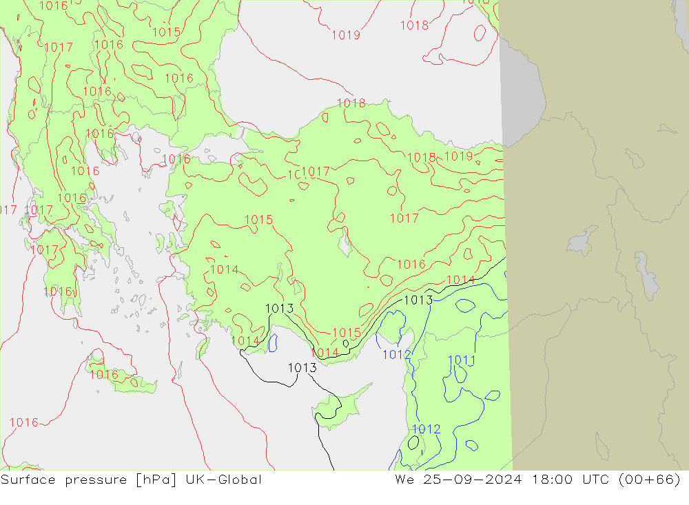 Surface pressure UK-Global We 25.09.2024 18 UTC