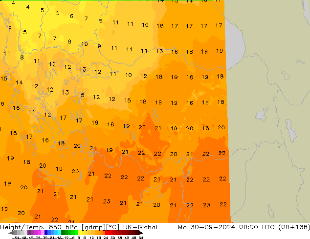 Height/Temp. 850 hPa UK-Global  30.09.2024 00 UTC