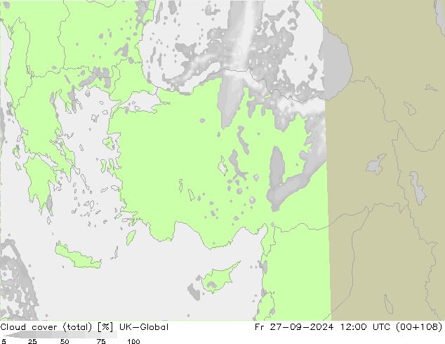 Nuages (total) UK-Global ven 27.09.2024 12 UTC