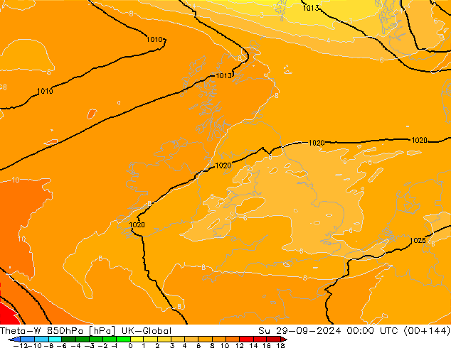 Theta-W 850hPa UK-Global Dom 29.09.2024 00 UTC