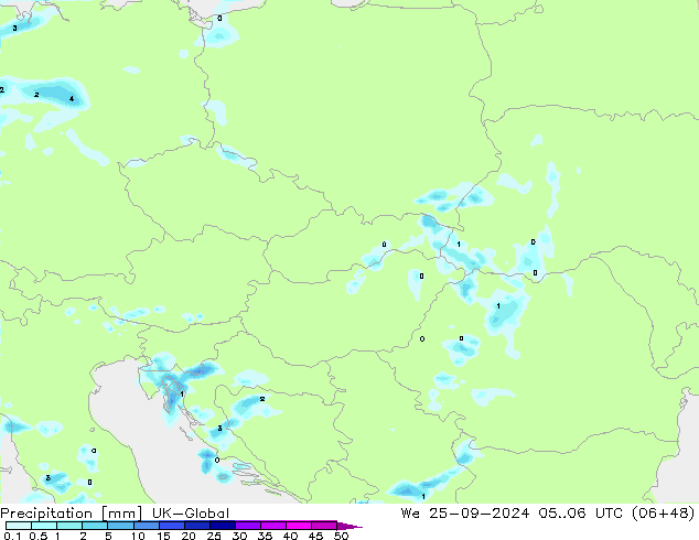 Precipitación UK-Global mié 25.09.2024 06 UTC