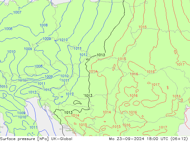 Surface pressure UK-Global Mo 23.09.2024 18 UTC