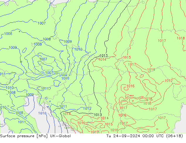 Surface pressure UK-Global Tu 24.09.2024 00 UTC