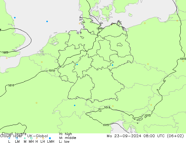 Cloud layer UK-Global Mo 23.09.2024 08 UTC