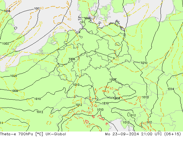 Theta-e 700hPa UK-Global Seg 23.09.2024 21 UTC