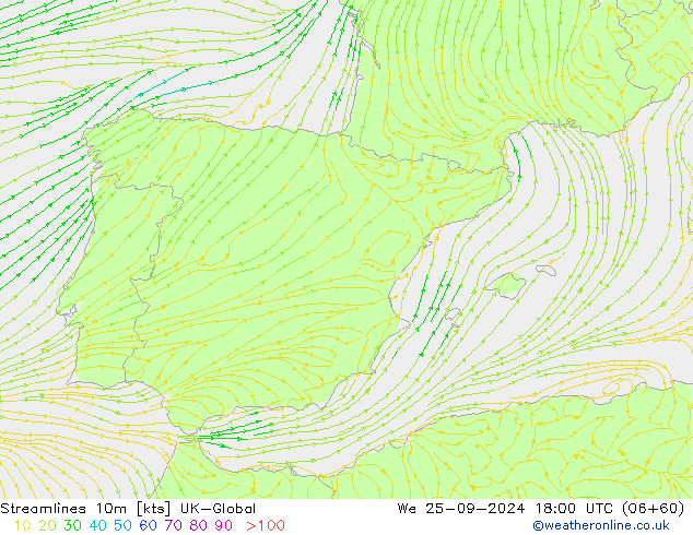 Linea di flusso 10m UK-Global mer 25.09.2024 18 UTC