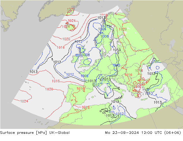 Atmosférický tlak UK-Global Po 23.09.2024 12 UTC