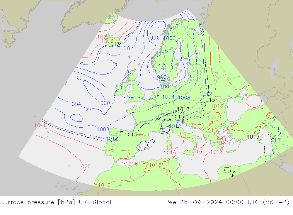 Yer basıncı UK-Global Çar 25.09.2024 00 UTC