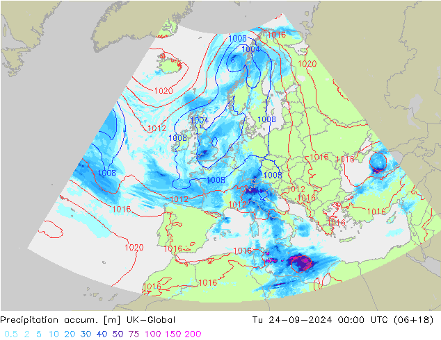 Precipitation accum. UK-Global mar 24.09.2024 00 UTC