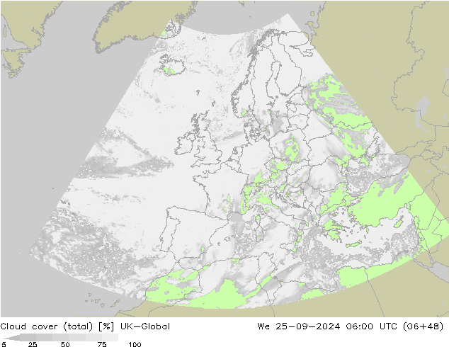 Wolken (gesamt) UK-Global Mi 25.09.2024 06 UTC