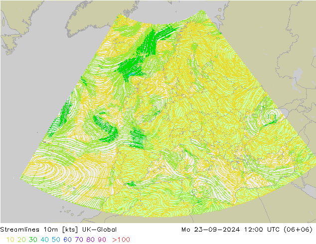 Streamlines 10m UK-Global Mo 23.09.2024 12 UTC