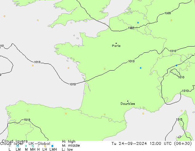 Cloud layer UK-Global Tu 24.09.2024 12 UTC