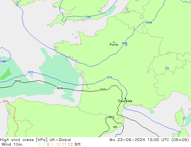 High wind areas UK-Global Mo 23.09.2024 15 UTC