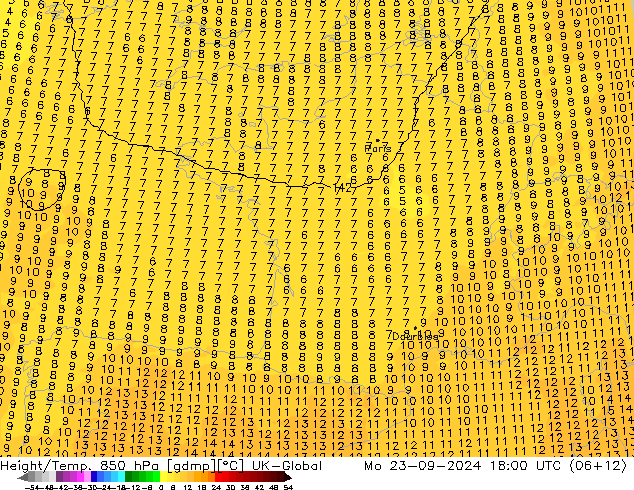 Géop./Temp. 850 hPa UK-Global lun 23.09.2024 18 UTC