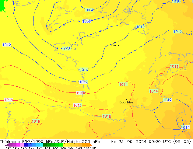 Thck 850-1000 hPa UK-Global Mo 23.09.2024 09 UTC