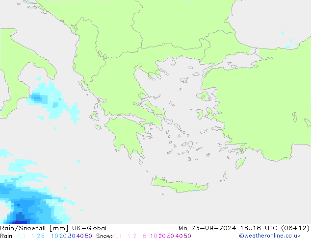 Rain/Snowfall UK-Global Mo 23.09.2024 18 UTC