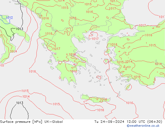 Surface pressure UK-Global Tu 24.09.2024 12 UTC