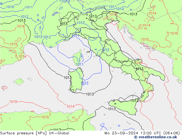 Surface pressure UK-Global Mo 23.09.2024 12 UTC